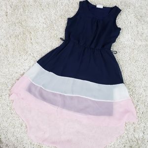 🌈Kiddo sheer hi-lo hem,sleeveless, striped dress